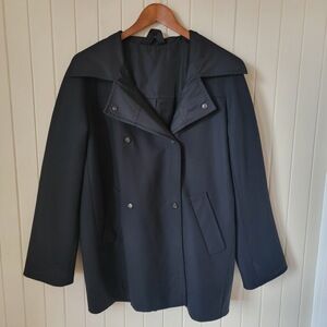 MaxMara Black Rainwear Wool and Silk Reversible Coat Jacket Size 12